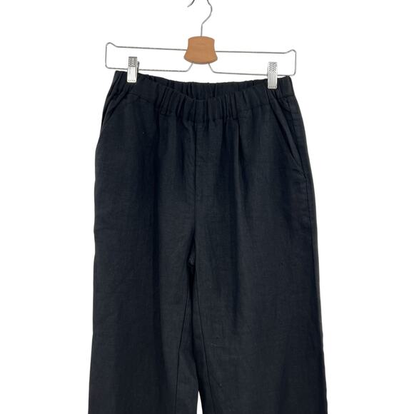 Quince 100% European Linen Wide Leg Pants Black Pull On NWT Size Small - Picture 3 of 13